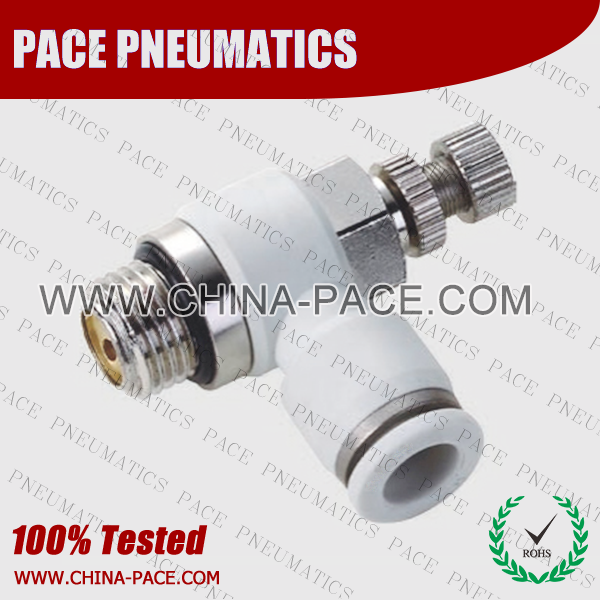 Grey White G Thread Meter Out Air Flow Control Valve, BSPP Thread Meter Out Pneumatic Speed Controller for Cylinder,Flow controller for Cylinder, Pneumatic Fittings, Air Fittings, one touch tube fittings, Pneumatic Fitting, Nickel Plated Brass Push in Fittings, push in fitting, Quick coupler, air blow gun, Air Hose, air connector, all metal push in fittings, Pneumatic Push to Connect Fittings, Air Flow Speed Controllers, Hand Valves, Sinter Silencers, Mufflers, PU Tubing, PA Tube, Nylon Tube, Pneumatic Fittings, Tube fittings, Pneumatic Tubing, pneumatic accessories.